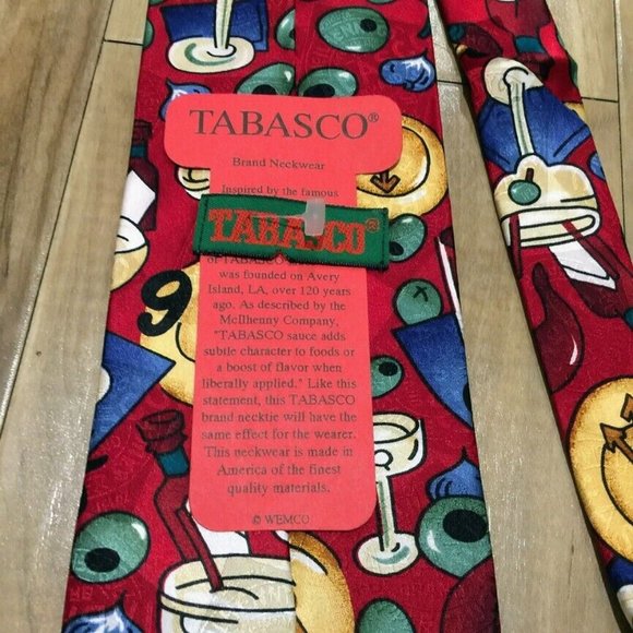 Nos Vintage TABASCO Necktie Happy Hour Cocktail Time Martini Olive Neck Tie 56" - Picture 7 of 7